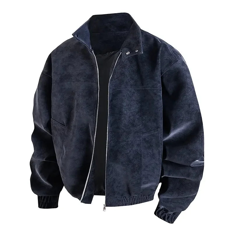 Autumn and Spring Fashion Trend American Vintage PU Leather Jackets Men Casual Loose Thick Warm Plus Size High Quality Outerwear